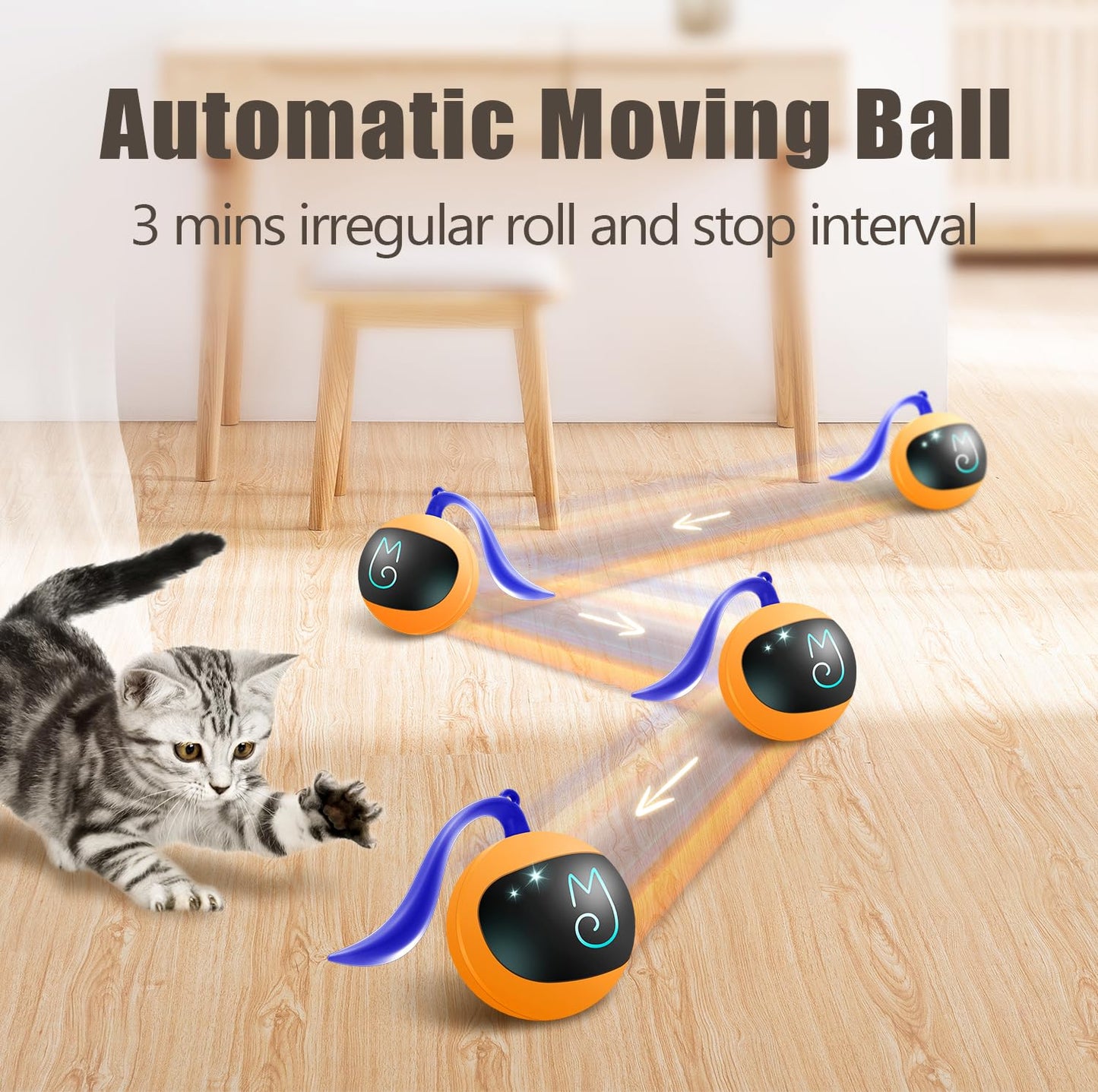 "Ultimate Fun with Best Cat Toys: Migipaws Interactive Cat Ball Set with Rolling Chase Ball, Fluffy Tail, and Small Mice - Rechargeable & Entertaining"