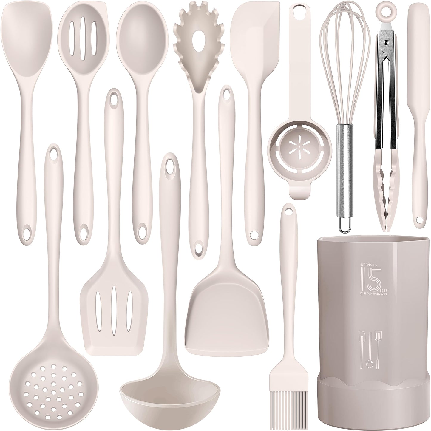 Silicone Kitchen Utensils Set - Heat Resistant, Nonstick, Dishwasher Safe