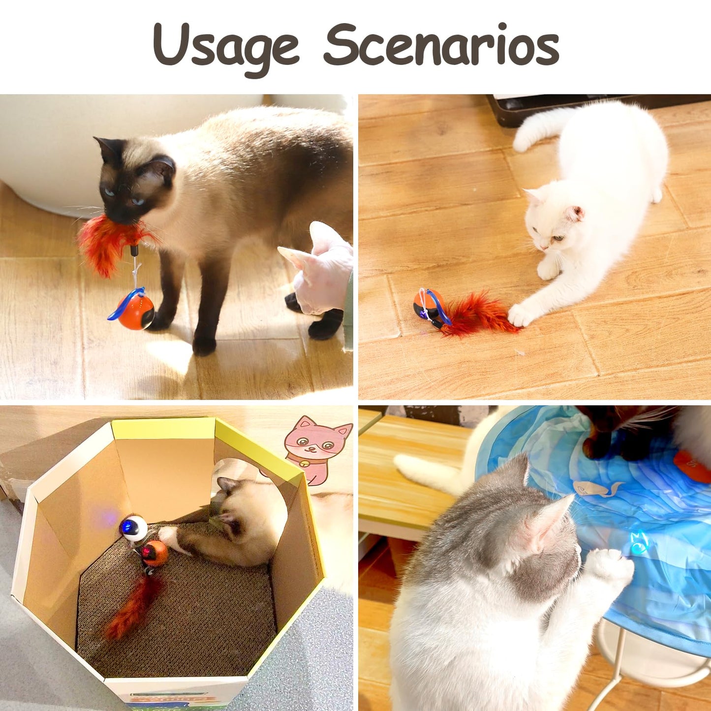 "Ultimate Fun with Best Cat Toys: Migipaws Interactive Cat Ball Set with Rolling Chase Ball, Fluffy Tail, and Small Mice - Rechargeable & Entertaining"