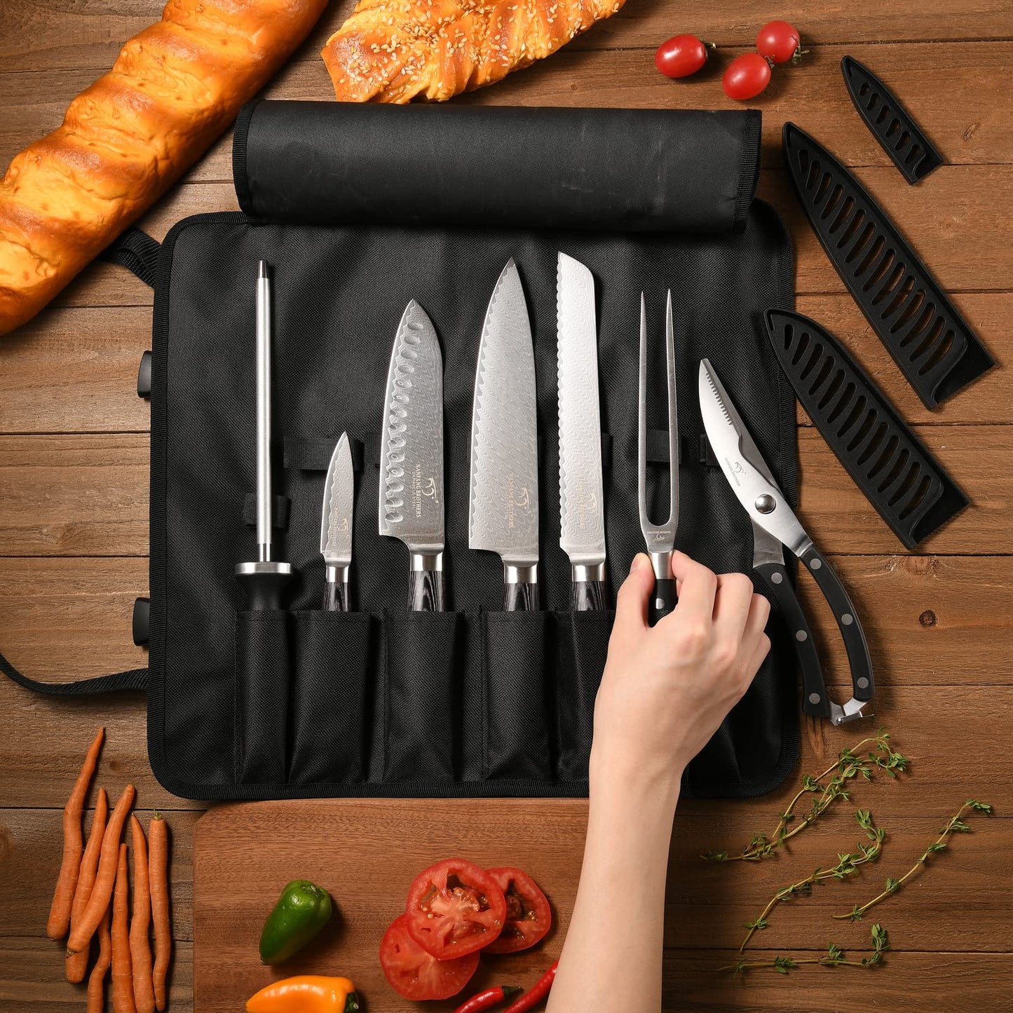 Kitchen Utensils - 9-Piece Damascus Kitchen Knife Set