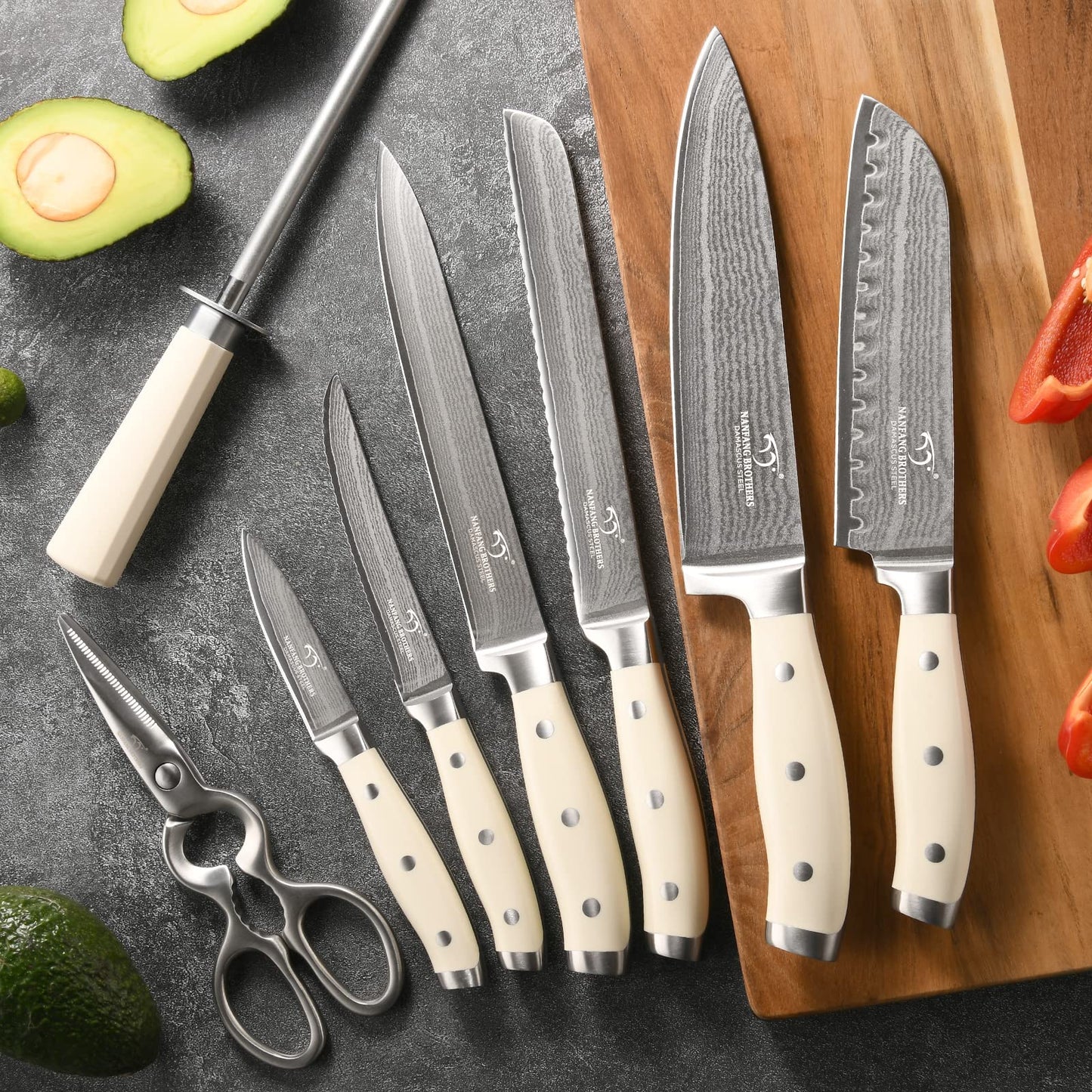 Kitchen Utensils - 9-Piece Damascus Kitchen Knife Set