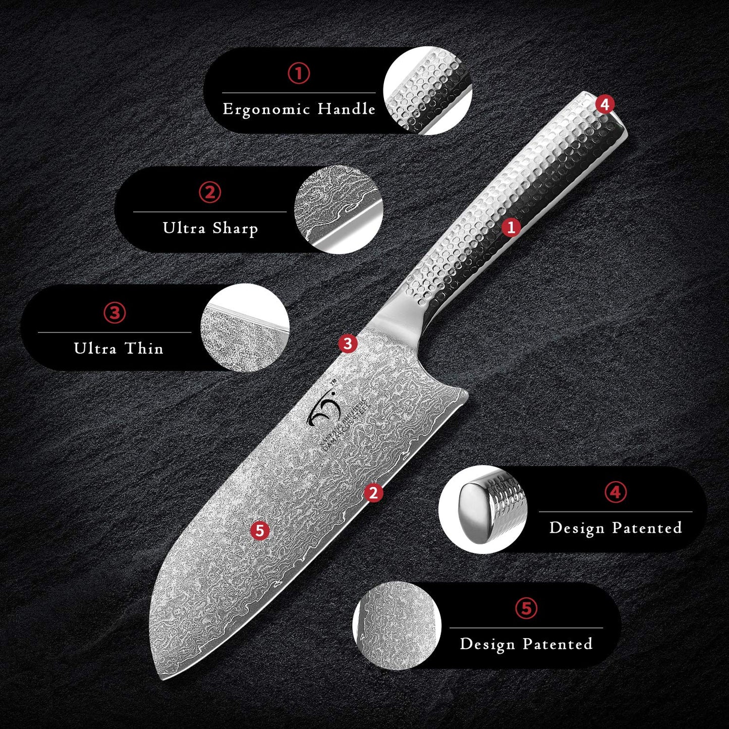 Kitchen Utensils - 9-Piece Damascus Kitchen Knife Set