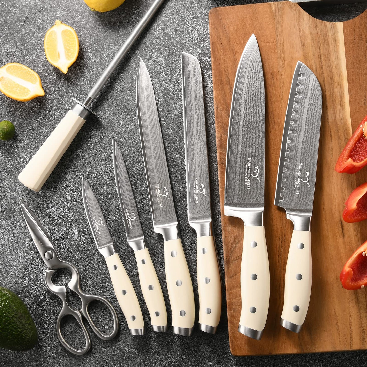 Kitchen Utensils - 9-Piece Damascus Kitchen Knife Set